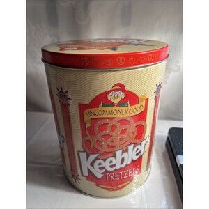 VTG Keebler Pretzels Tin Uncommonly Good Large Tin - Elf